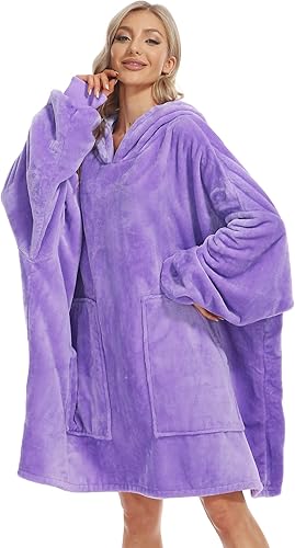 Miniatura 7 de Kipswiza Manta con capucha  Mantas de franela de gran tamaño como regalo para adultos, mujeres y hombres