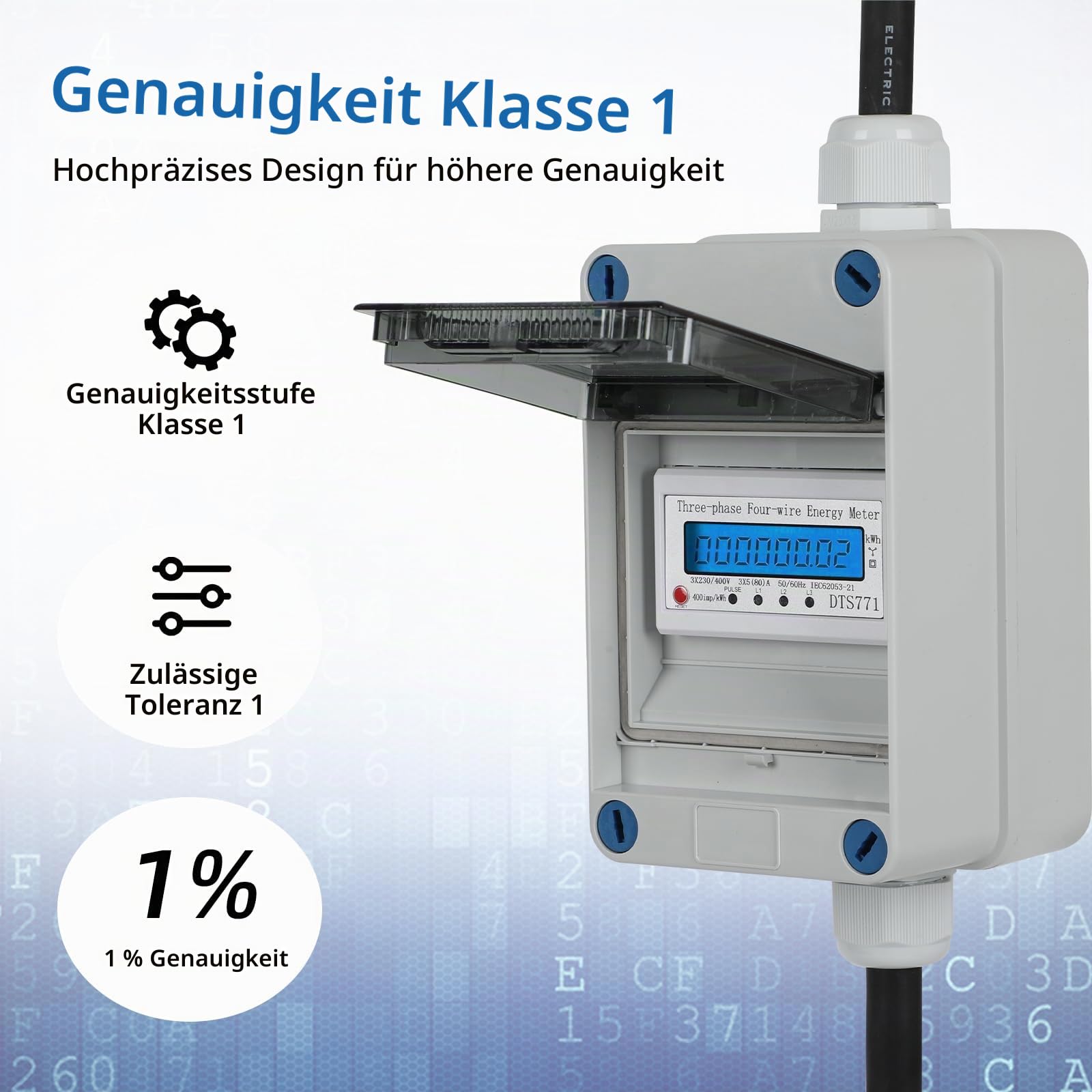 Mobiler Digitaler Stromzähler,MID 2024 Digital Drehstromzähler mit CEE Stecker und Kupplung,IP55 CEE Adapter Stromzähler für Camping E-Auto (16A)