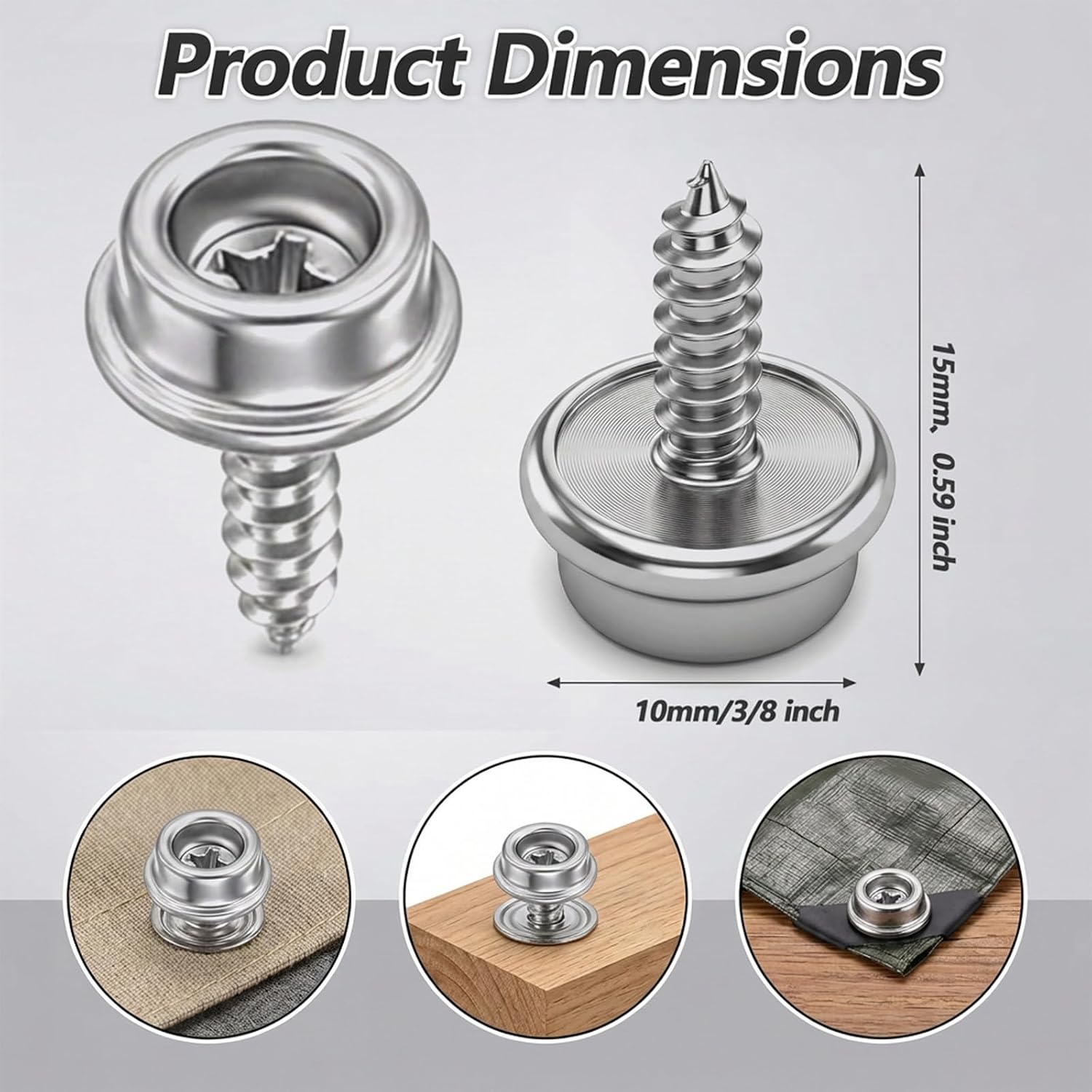 MySHUCE 500 Pcs Stainless Steel Snaps Fastener Kit, 3/8 Marine Grade Snap Kit for Canvas Clothing Leather Fabric (Silver, 7.68 x 5.31 x 1.46 in)