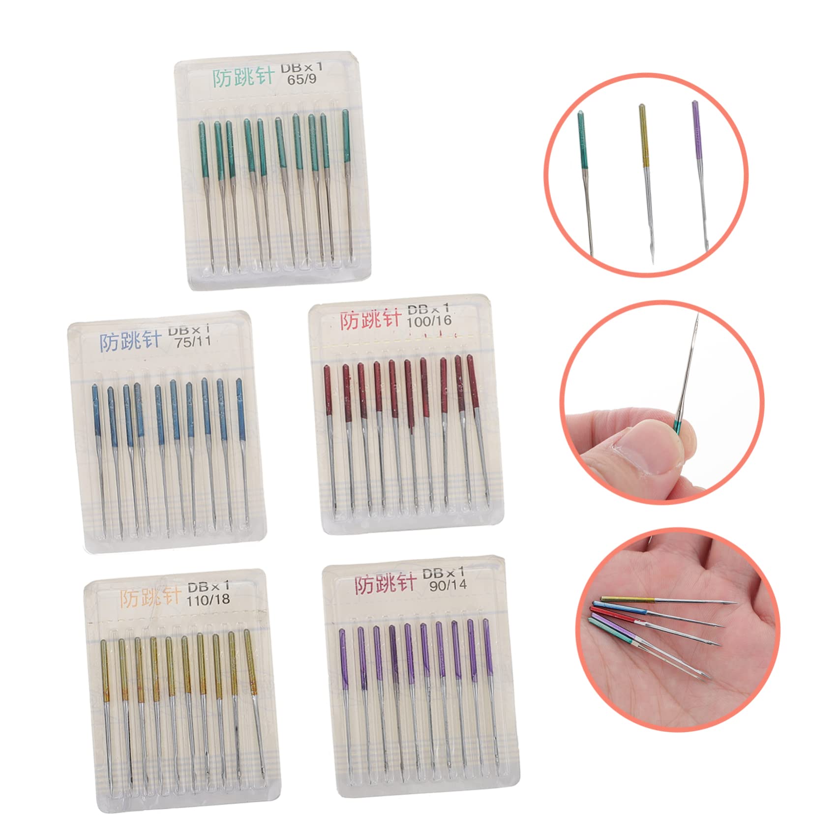 Sewroro 50Piezas Agujas de Máquina de Coser Agujas Versátiles para Tela Elástica Salto Accesorios Duraderos para Proyectos de Costura y Manualidades