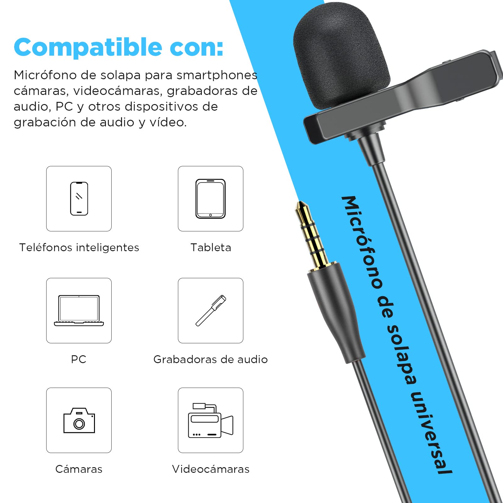 BOYA BY-M1S Micrófono de Solapa Lavalier Profesional Micrófono de Condensador omnidireccional para iPhone Android Smartphone DSLR, videocámaras, grabadoras de Audio, grabación de Ordenador portátil