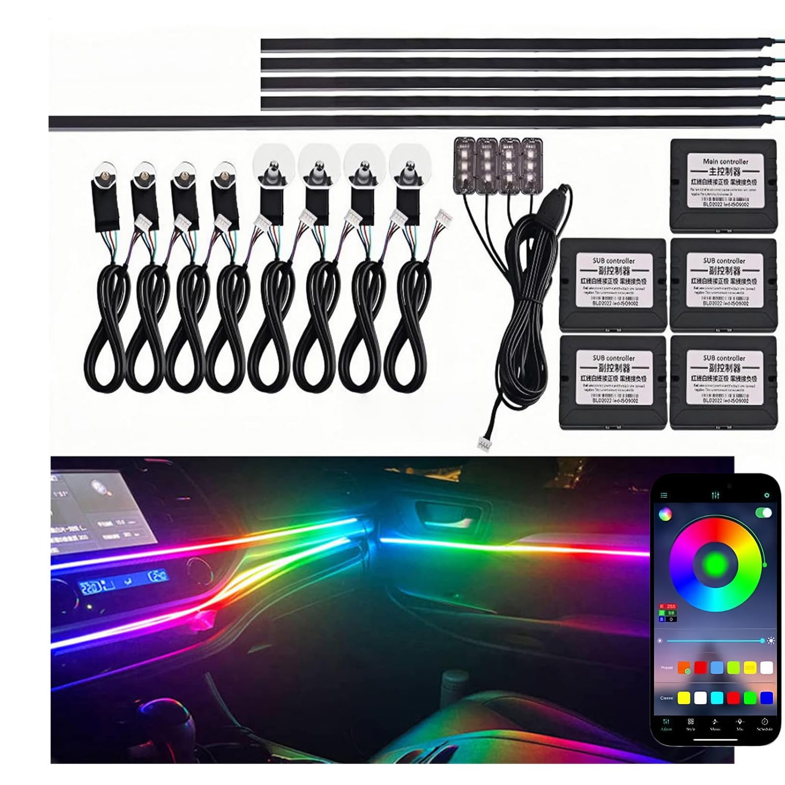 Amazon | 車内アンビエントライト 18 in 1 rgb アンビエントライト 高