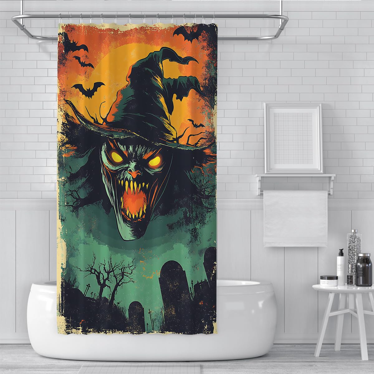 Scary Halloween Duschvorhang Horror Witch Badezimmer Deko 200x220cm