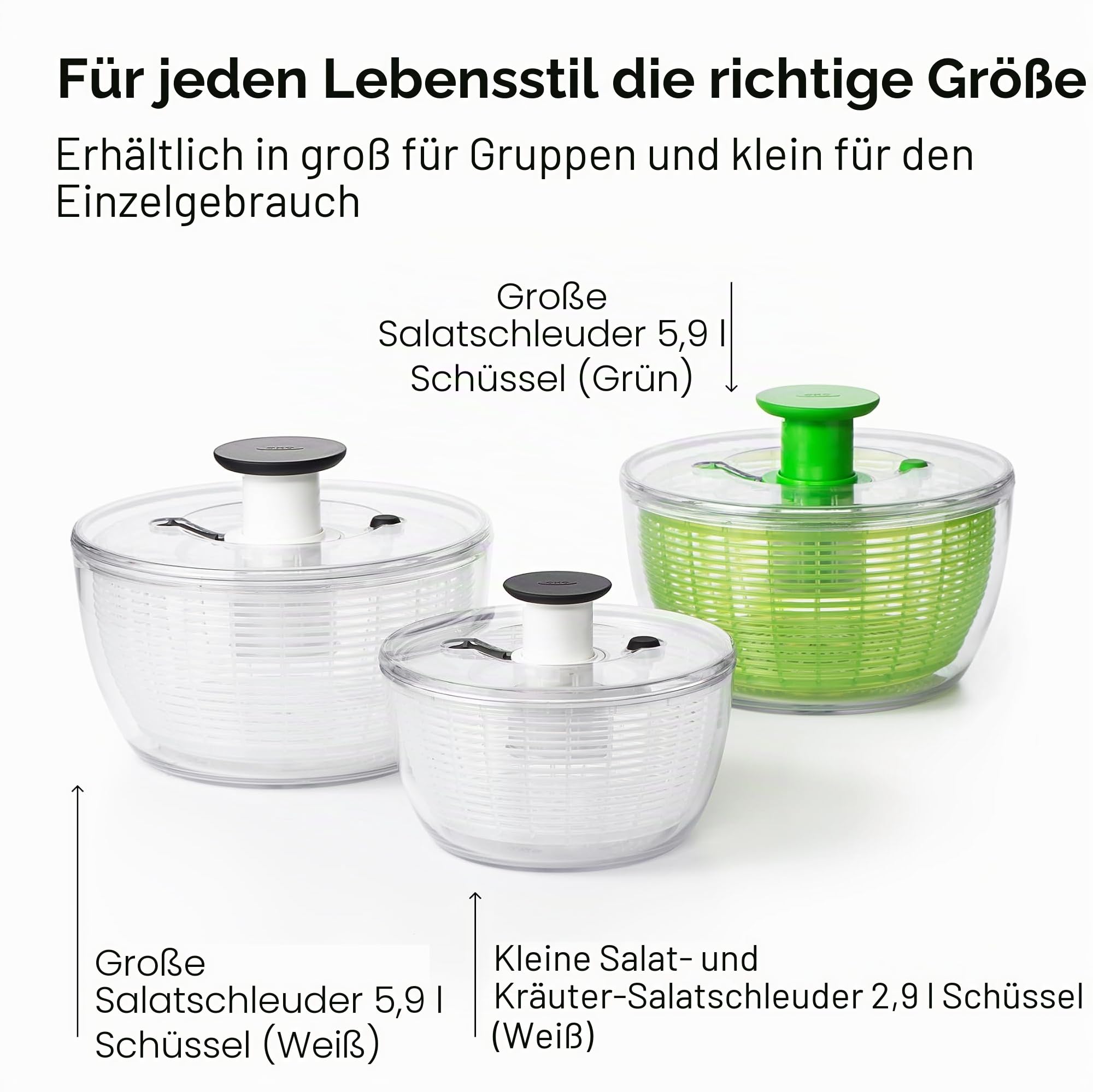 OXO Good Grips Salatschleuder 5,8L, Farblos, Größe