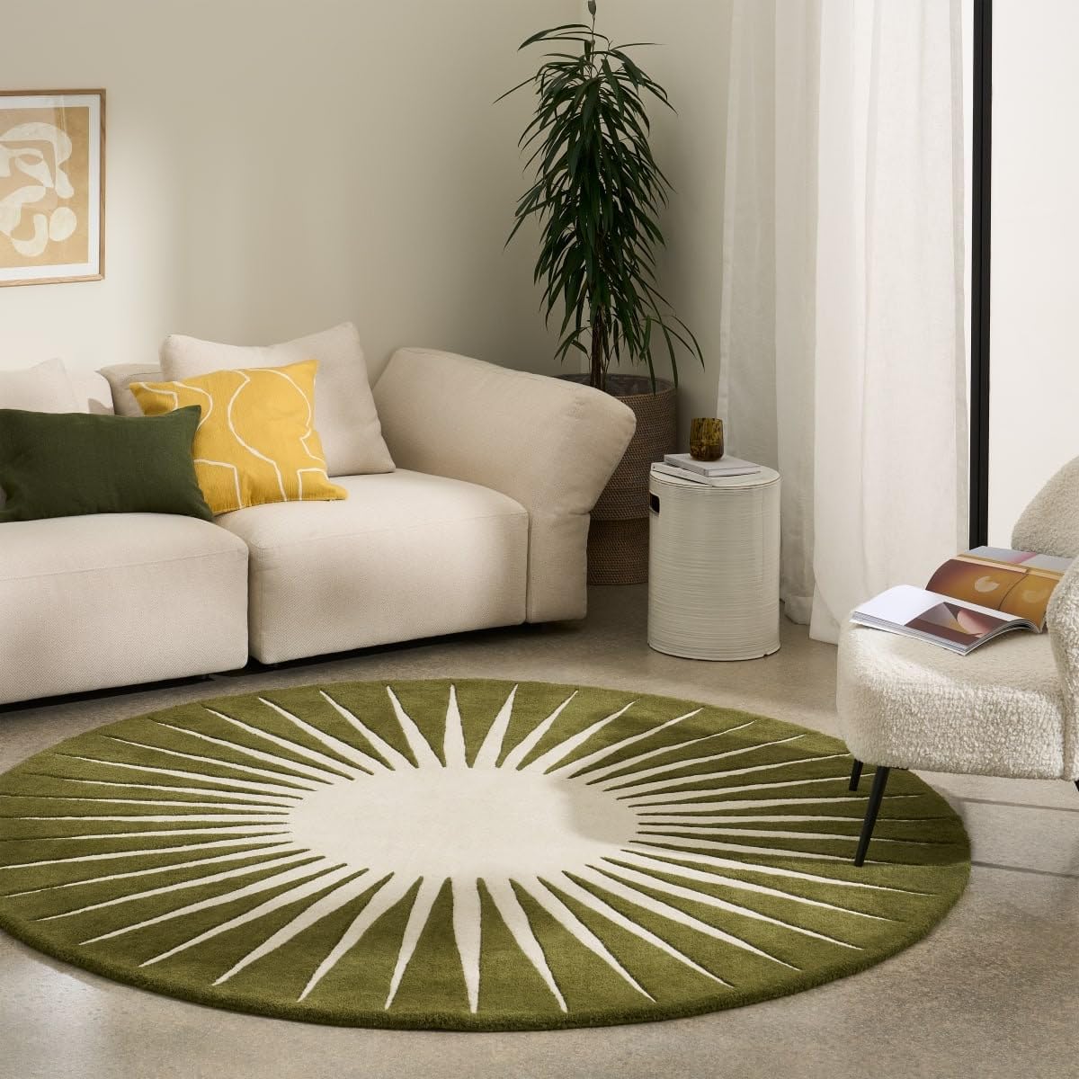 Tapis touffeté à la main en laine pour un salon chaleureux 150x150cm