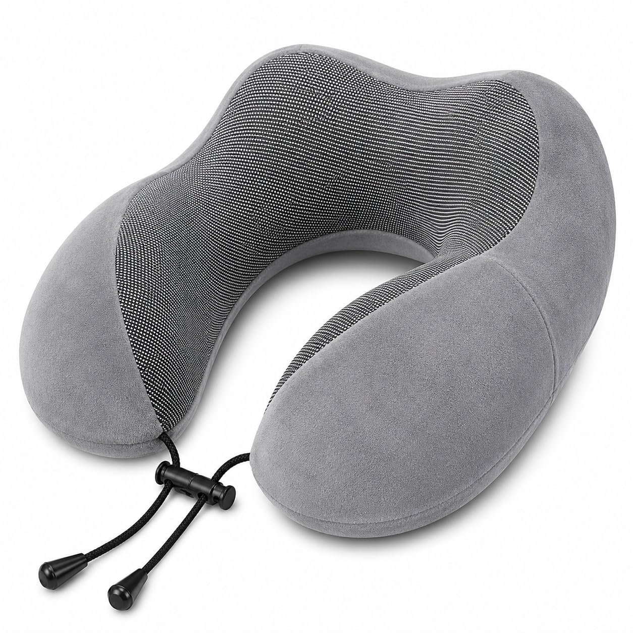 Zollyss Memory Foam Travel Neck Pillow, U Shape Neck Pillow for Travel, Airplane, Car & Office, Soft Neck Support Pillow with Adjustable Lock and Washable Cover, Grey-image-25