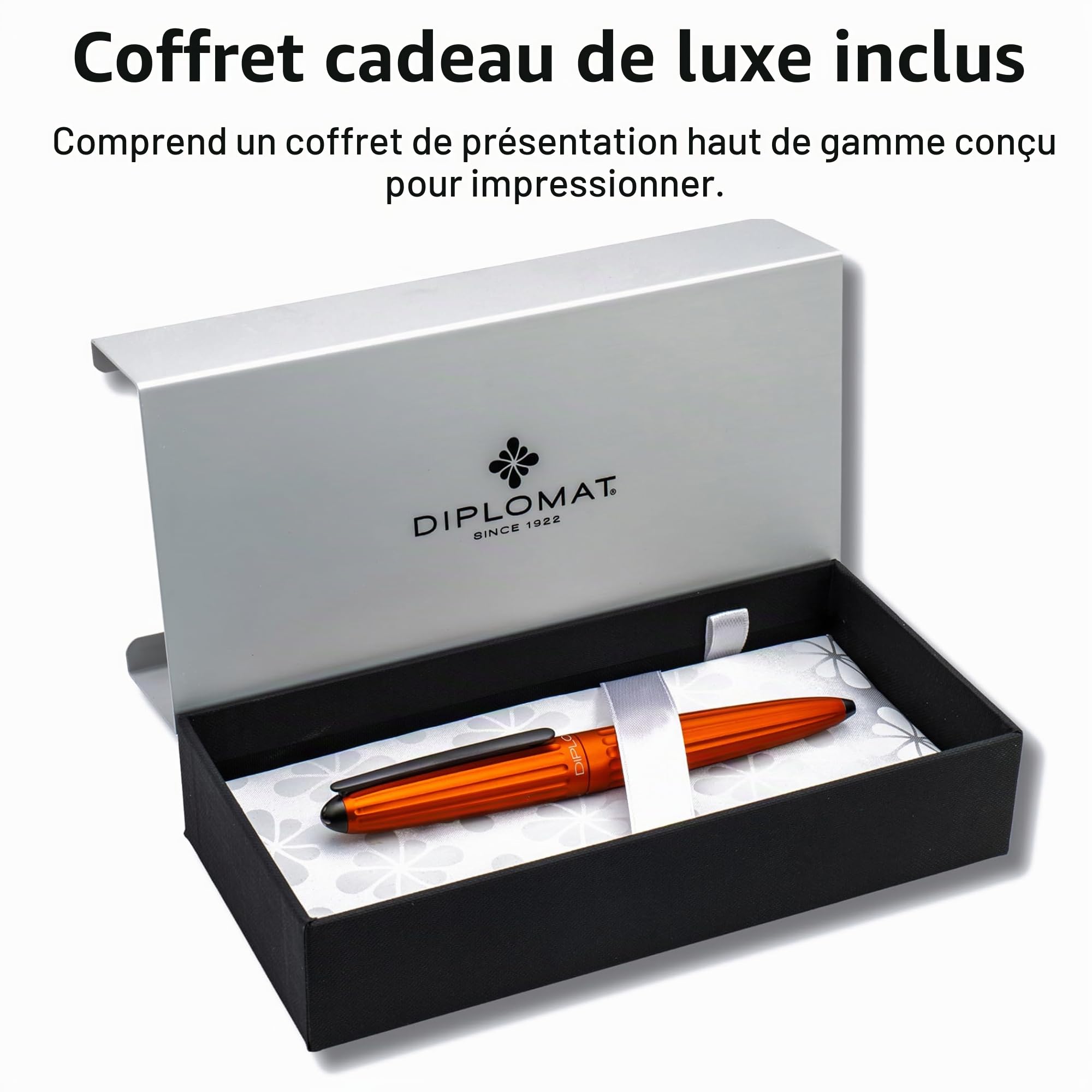 DIPLOMAT - Stylo Bille Aero - Orange - Résistant et Élégant - Simple & Confortable - Allure Dynamique - Anti-Rayures - Savoir Faire Traditionnel - Garantie 5 Ans - D40302040