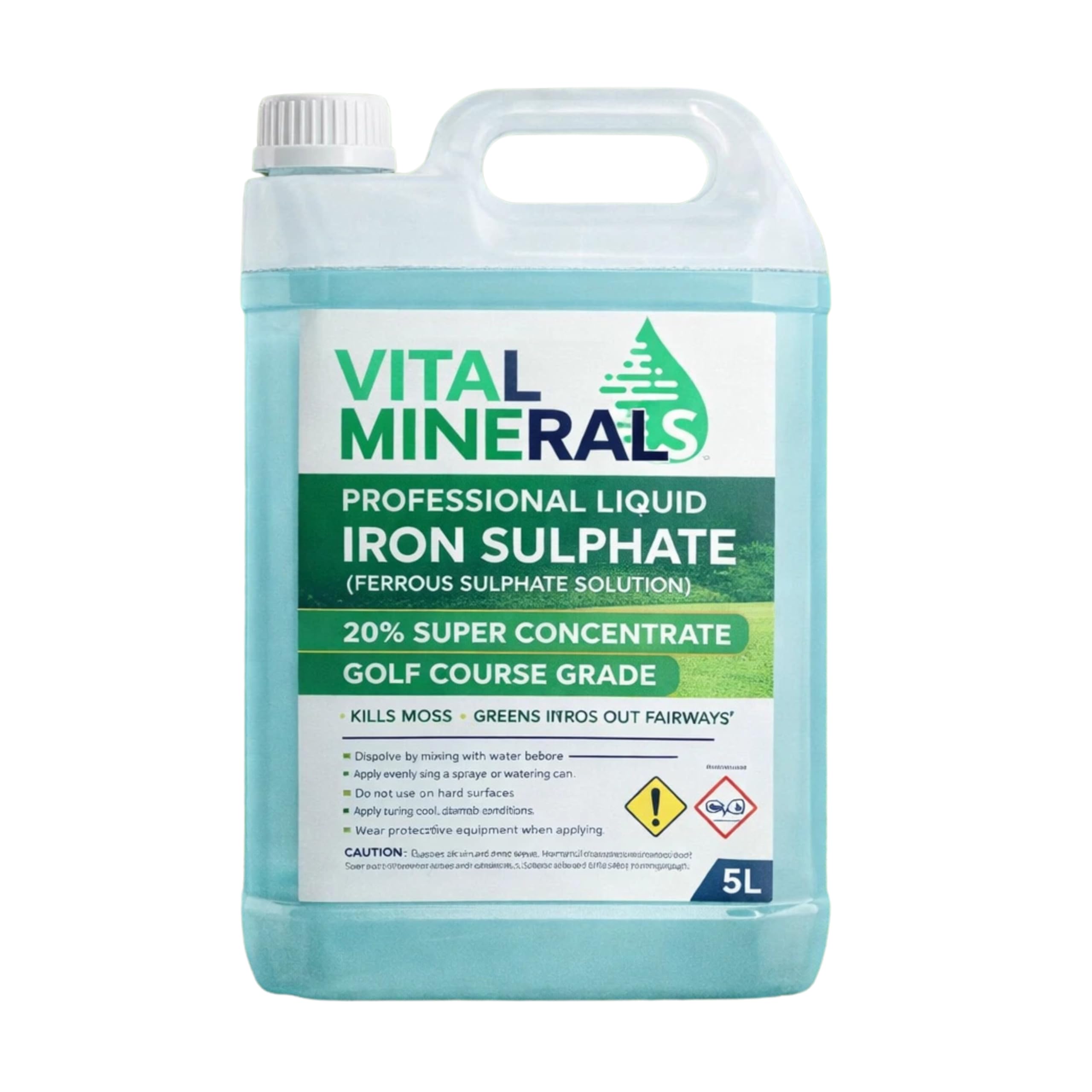 Iron Ferrous Sulphate Solution 20% Pro Grade Moss Killer Grass Feed Lawn Tonic - 5 Litre Jerrycan