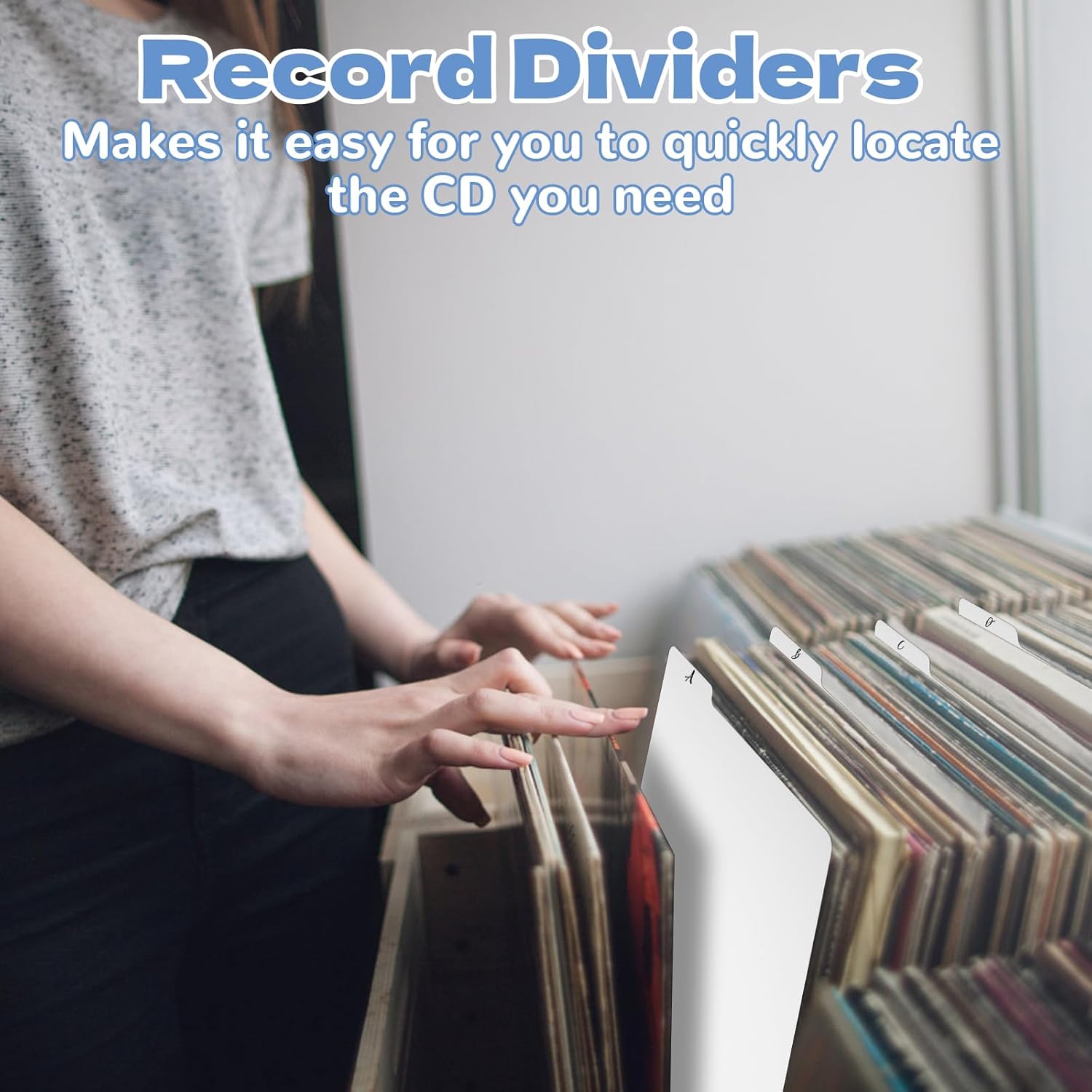 100 Pcs Vinyl Record Dividers 11.4 x 13 Inch Thick Cardboard Blank Writable LP Record Separators Reusable White Record Album Organizer Vinyl Storage Accessories for Records, DVDs, and Albums