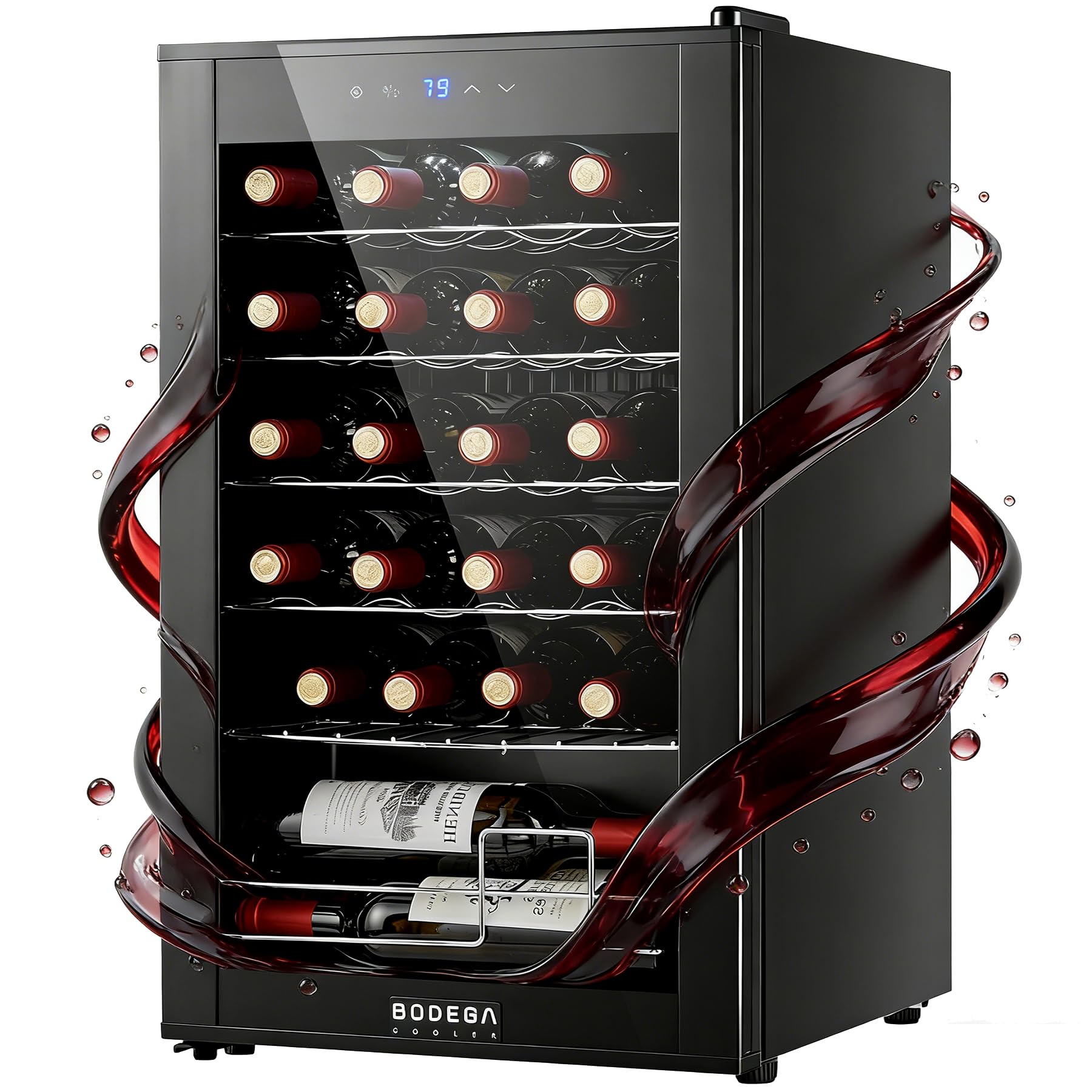 BODEGA COOLER 110 Cans Beverage Refrigerator, 24 bottle Mini Fridge For Bedroom with Glass Door, Adjustable Shelves for Soda, Beer & Wine, Digital Temperature Control for Home, Office, Bar or Dorm.