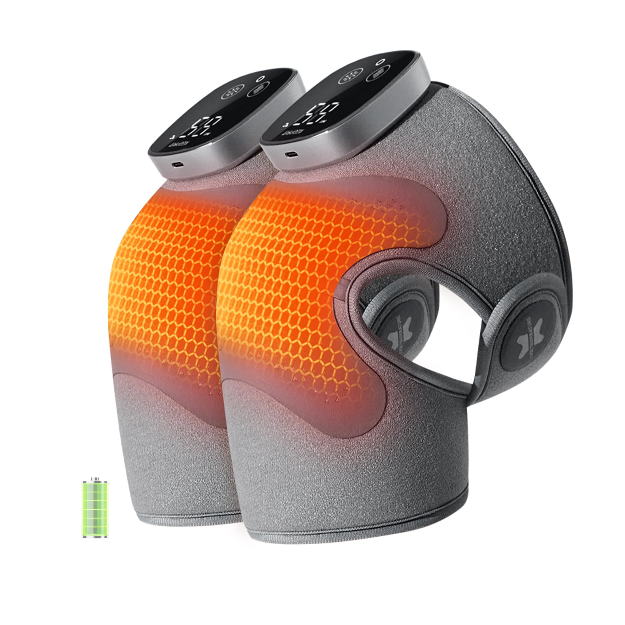 IKEEPFIT Knee Massager with Heat Vibration for Pain Relief MAXwarm 5.0-Heated Knee Brace with 5 Heat Levels and 4 Massage Heads, X-Warm Temperature