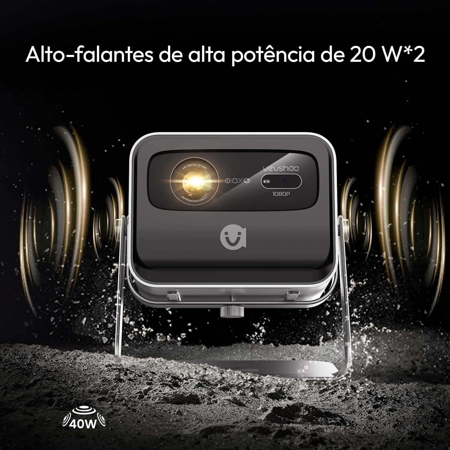 VEVSHAO Portátil Projetor V80 DLP 4K 3D Nativo 1080p Full HD, Foco Automático TOF, Android 11.0, 2200 ANSI, Adequado para Home Theater/Negócios/Jogos/Powerpoint
