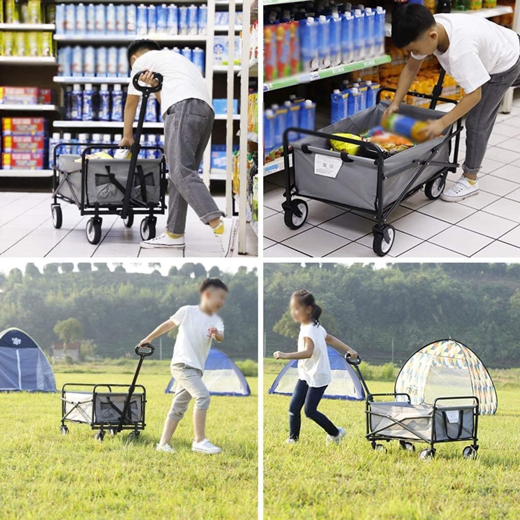 Outdoor Folding Utility Wagon Outdoor Utility Wagon Folding Camping Cart Garden Transport Truck Adjustable Handle Load-Bearing 60kg / 132lbs