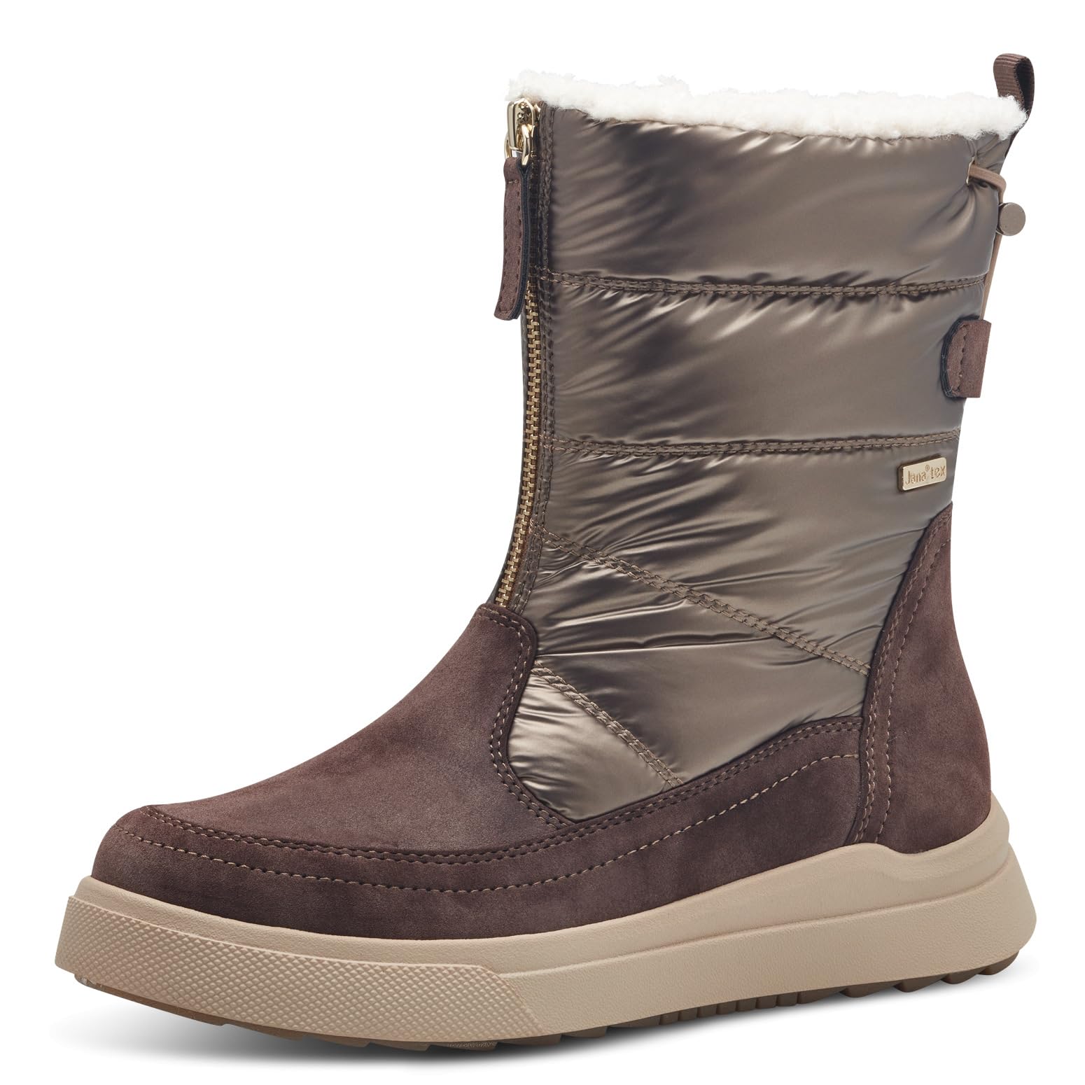 Jana Women’s Winter Boots Flat Water-Repellent Vegan, Mocca/Gold, 6,5 UK