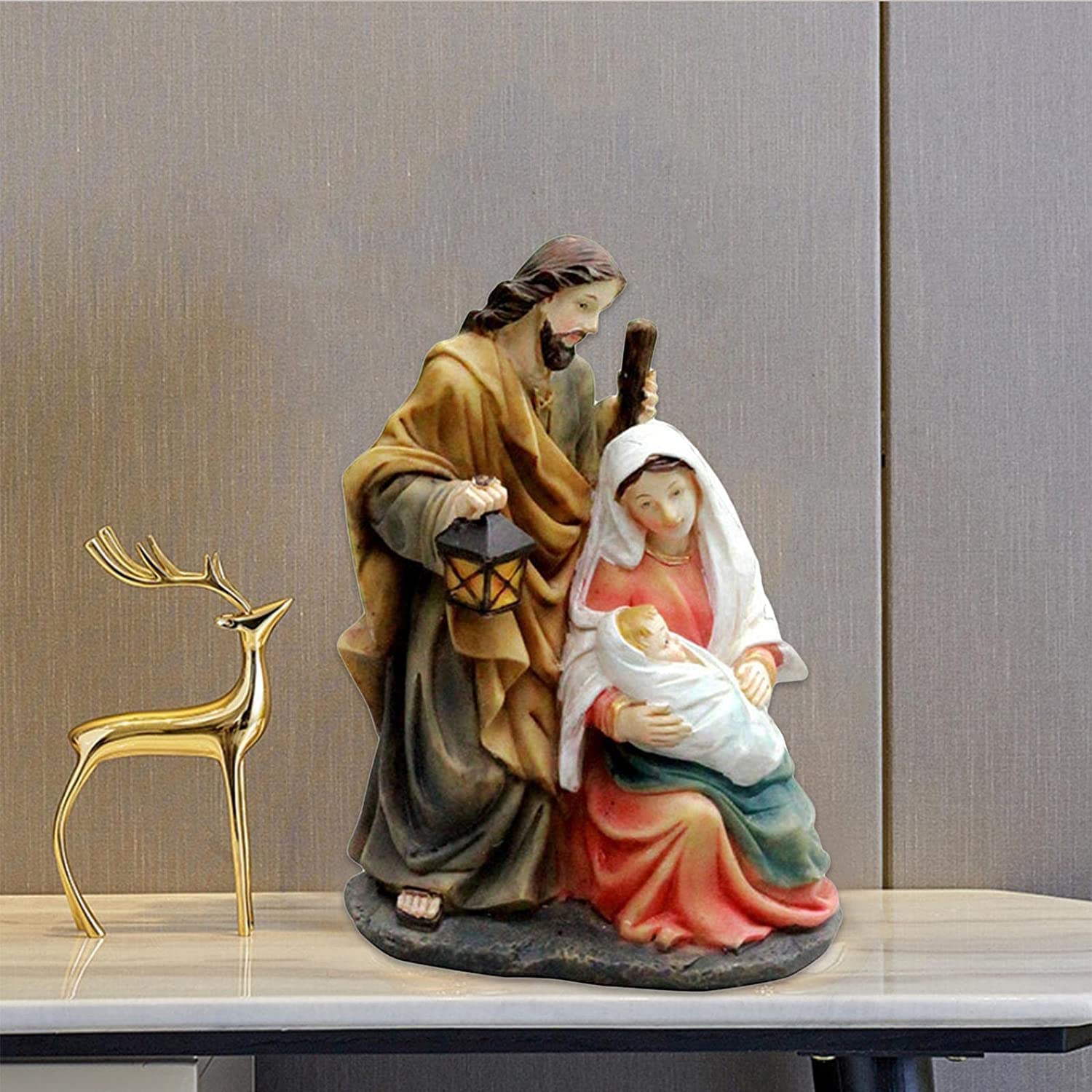Figurka Ogrodowa,Stół barowy figurka dekoracja ogrodowa do rzeźby ozdoby do domu 2X święta rodzina szopka żywica do salonu i pulpitu