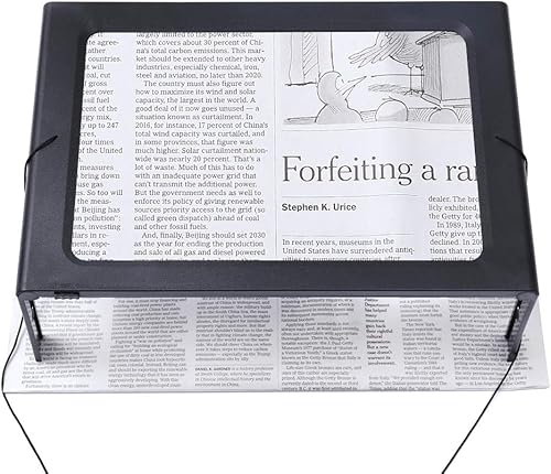 Miniatura 8 de Lupa rectangular de página completa grande 3X manos libres Lupa rectangular iluminada LED iluminada plegable portátil de escritorio para ancianos