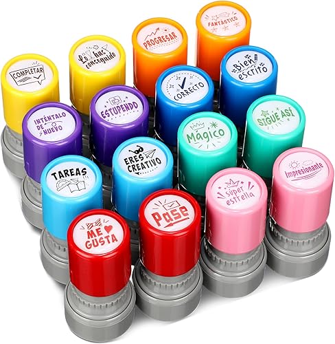 Miniatura 1 de 16 sellos de español para profesores, autoentintados para profesores, regalos para profesores, sellos de calificación de motivación para escuela,