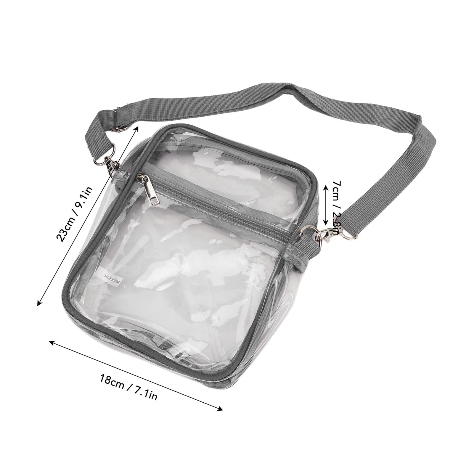 Fockety Sacoche Transparente en PVC avec bandoulière réglable et Fermeture à glissière