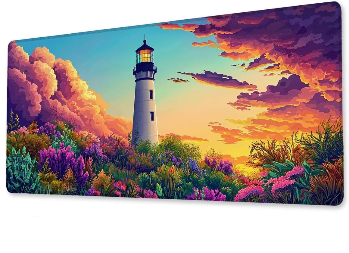 Podkładka pod mysz, duża, gamingowa podkładka pod mysz, XXL, wieża, 600 x 1200 x 3 mm, antypoślizgowa, gumowa podstawa, wodoodporna i trwała, podkładka pod klawiaturę, do gier, biura, domu, ekstra