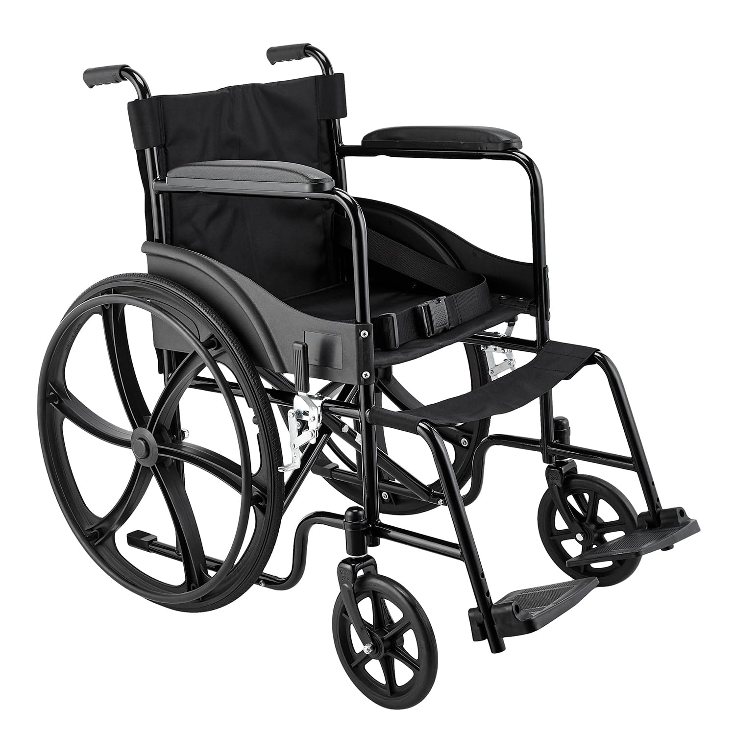 Amazon Basics Foldable Wheelchair | Adjustable Armrests & Footrests | Comfortable Cushioned Seat | Steel Frame | Easy to Manoeuvre for Indoor & Outdoor Use | Elderly & Patient Care-picture-12