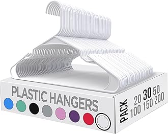 Utopia Home Plastic Standard Hangers for Clothes Heavy Duty and Space Saving Notched Hangers (Pack of 30, White)