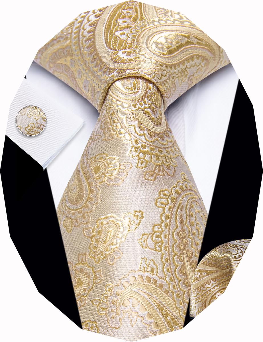 YourTiesPaisley Tie Sets Floral Necktie Handkerchief Cufflinks Set Silk Woven Ties Business Wedding Party