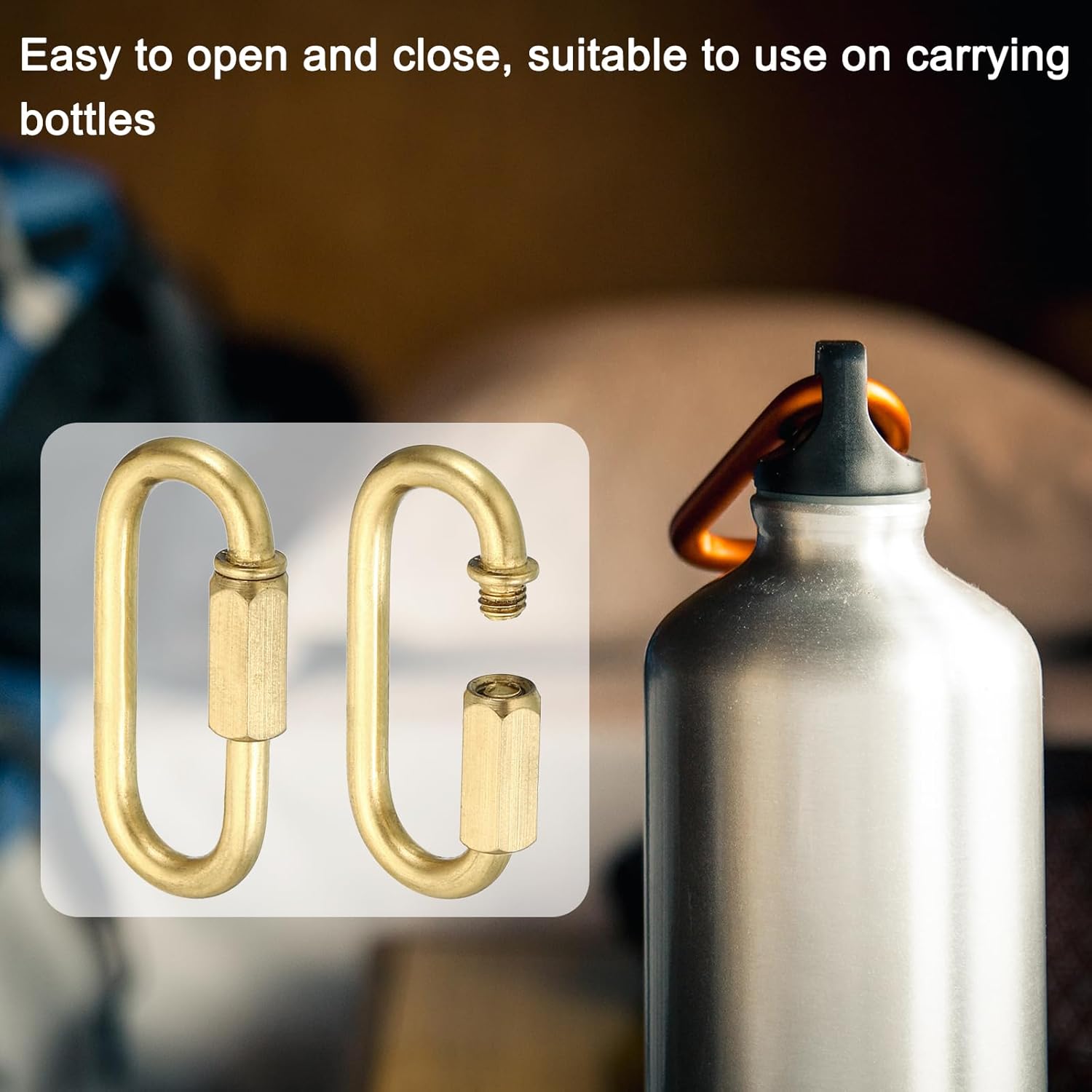 PATIKIL 4mm Copper Chain Quick Links, Screw Locking Chain Connector Oval Snap in Ring Hook Clips for Chandelier Backpack Tent, 44 lbs Brass Tone
