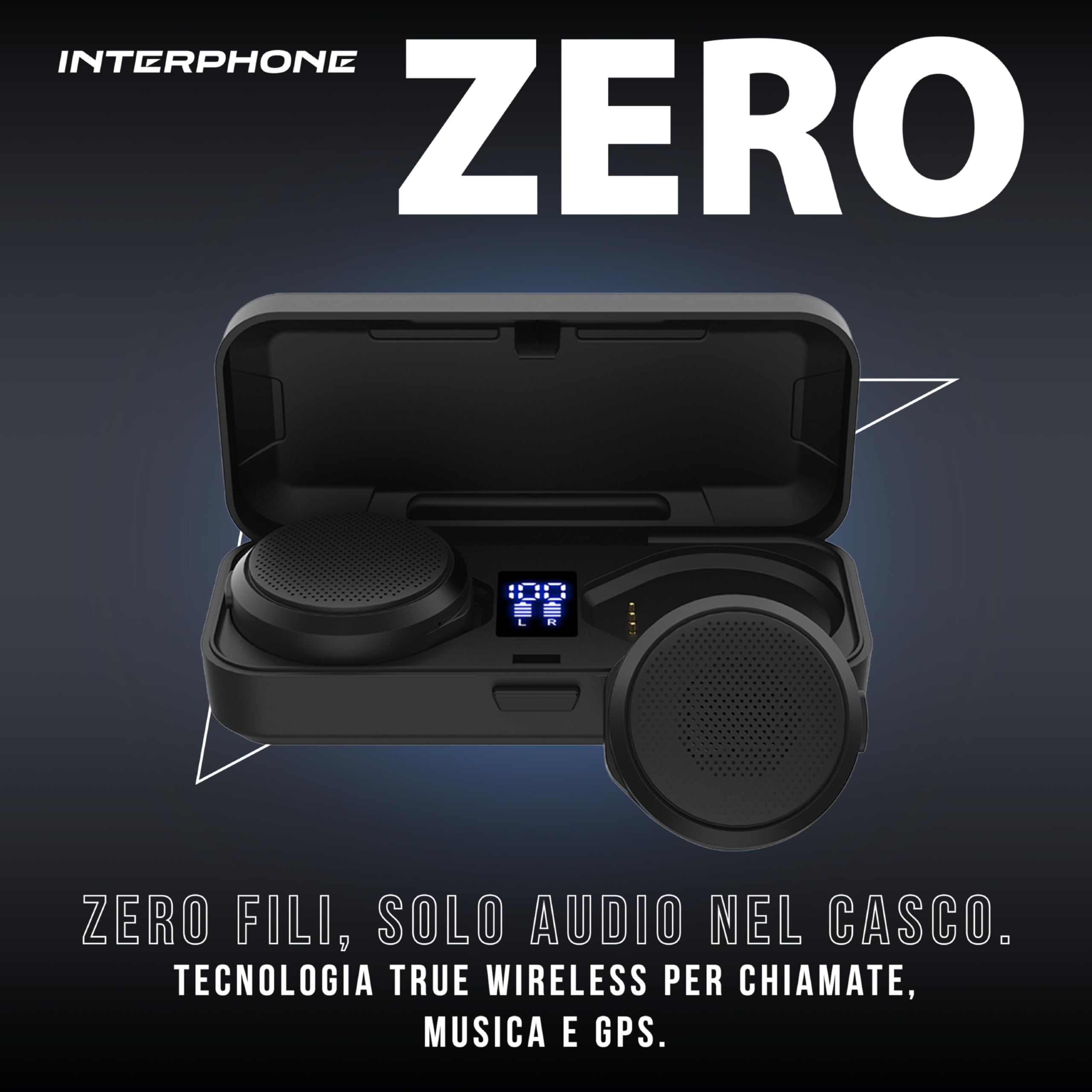 INTERPHONE ZERO - Auricolari True Wireless da casco, ideali per moto scooter e sport invernali, Bluetooth 5.3, microfono integrato senza fili, con telecomando da manubrio, autonomia fino a 6.5h