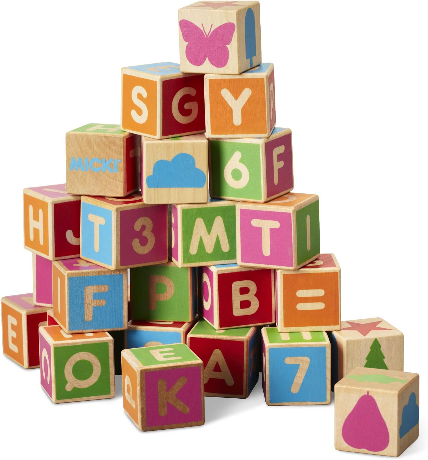 Micki 10213500 Alphabet Blocks (36 Pieces), multicoloured