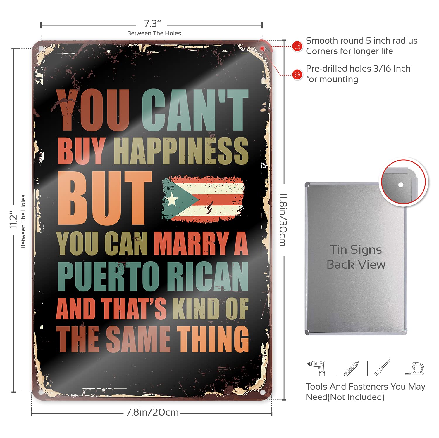 Cartello In Metallo Con Scritta You Can't Buy Happiness But You Can Buy