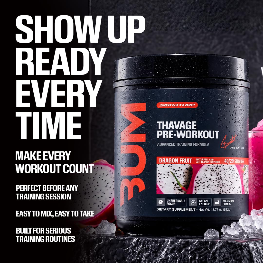 RAW Christopher's Secret Stuff Pre Workout Powder, Thavage (Tastes Like Winning) - Chris Bumstead CBUM Preworkout Supplement for Men & Women - Working Out, Hydration & Energy - 40 Servings — Amazon image 3