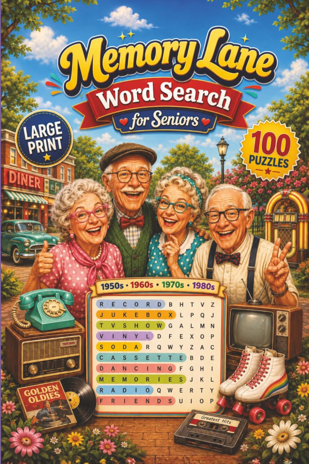 Memory Lane Word Search for Seniors: 100 Large Print Puzzles with Nostalgia from the 1950s, 1960s, 1970s, 1980s and 1990s