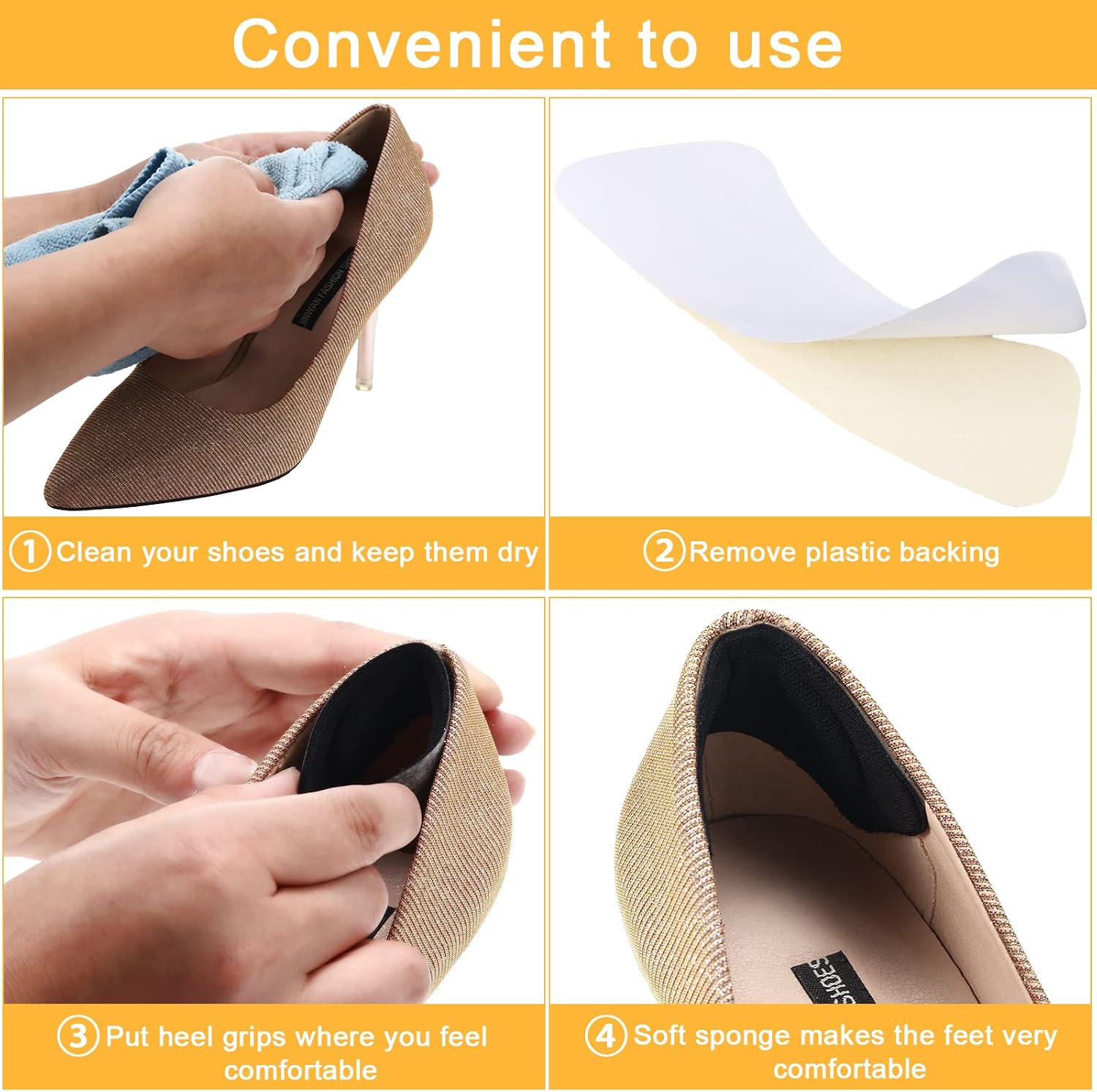 Geyoga 12 Pairs Shoe Filler for Too Big Shoes Women Heels Toe Inserts Loose Shoes Grips Adjustable Heel Liner Cushions Inserts Metatarsal Pads for Men Prevent Heel Pain Blisters(Classic Style)