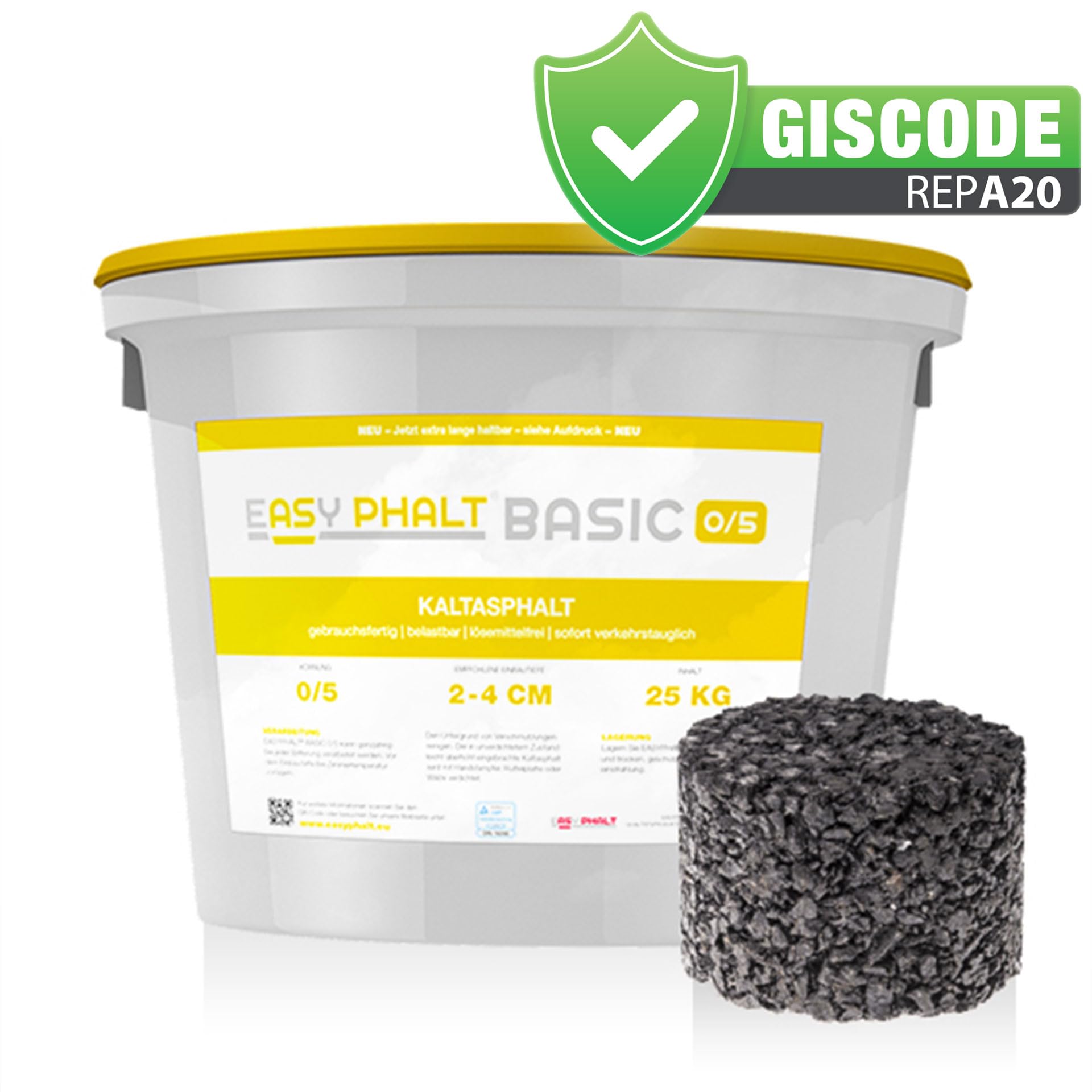 BASIC Kaltasphalt 0-5 mm 25 kg Eimer, Profi-Kaltmischgut