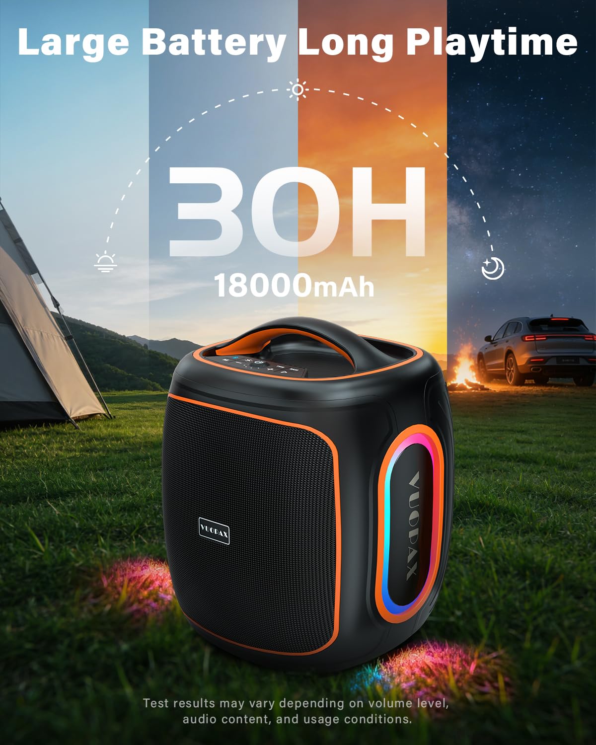 Altavoz Bluetooth Portátil de 120W Peak, Altavoz Inalámbrico Para Fiestas | Al Aire Libre con Woofer 6.5", IP65, Bass Boost, Batería de 18000 mAh, 30H, BT5.4, para Playa, Jardín, Camping, Obra Grande