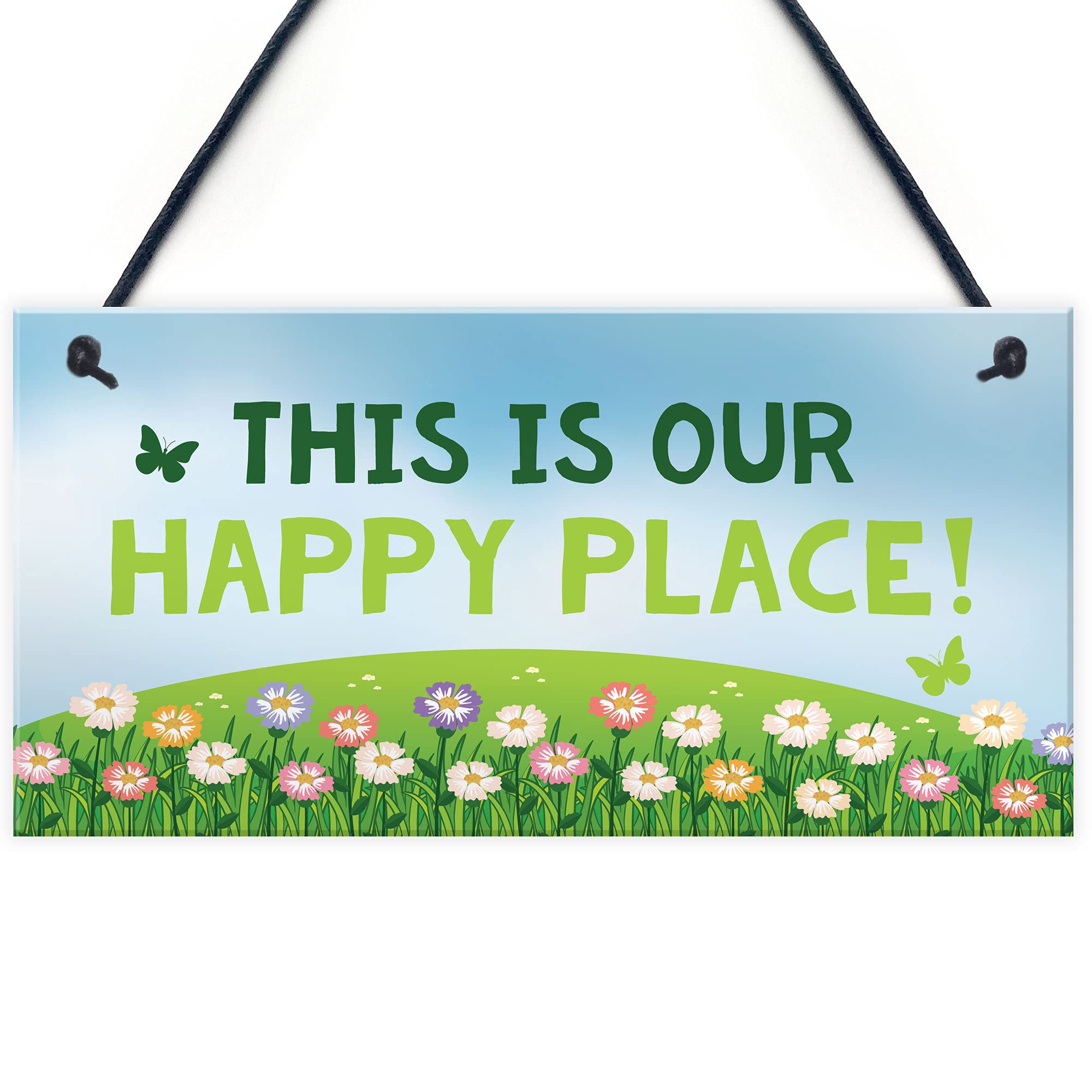 RED OCEAN Novelty Garden Signs OUR HAPPY PLACE Summerhouse Signs Garden Shed Signs