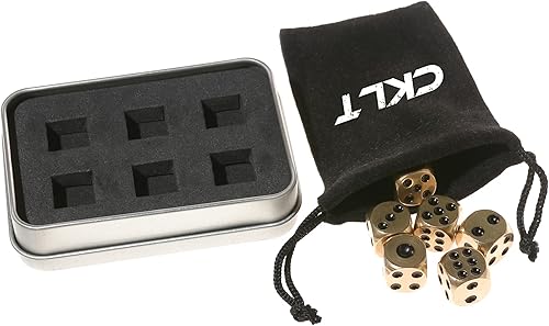 Miniatura 4 de Dados de latón de metal de 6 caras con pipas blancas, dados de juego de mesa, 6 dados de latón de regalo sólido, juego de juegos de mesa para juegos