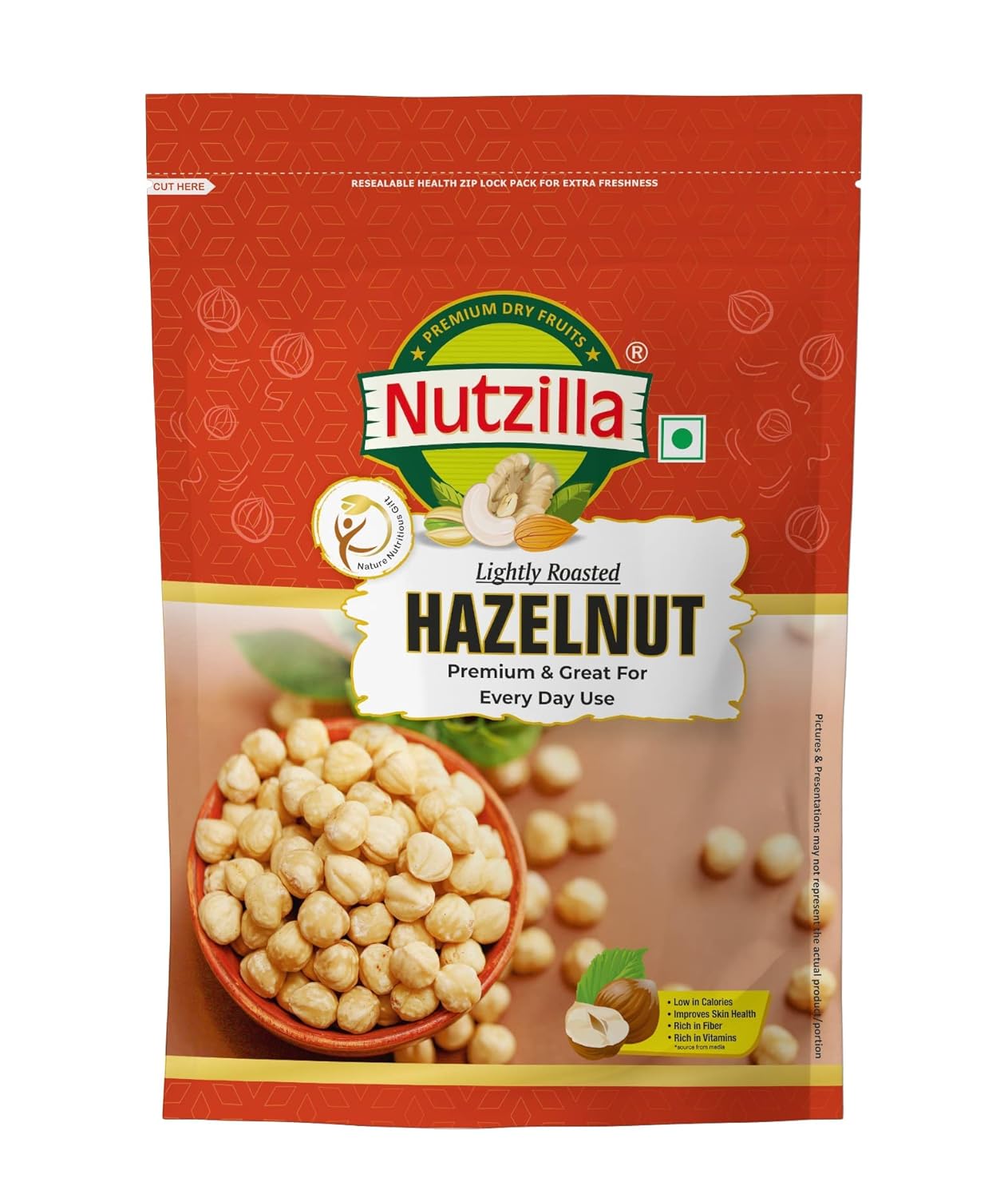 Nutzilla Premium Lightly Roasted Hazelnuts Dry Hazelnuts, Unsalted