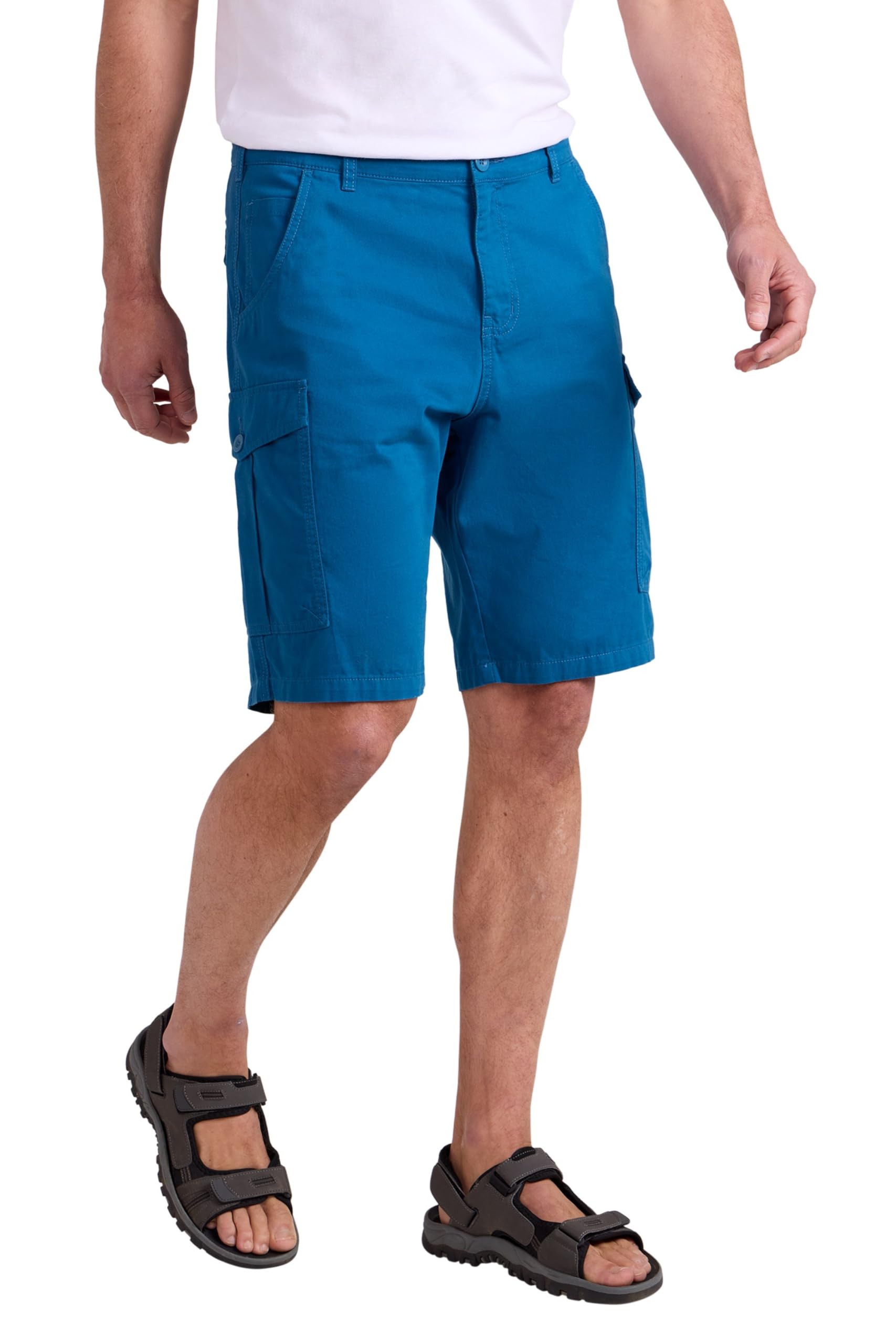 Mountain Warehouse Men's Teal Lakeside Shorts - 100% Durable Twill Cotton Cargo Shorts, Durable Shorts, 6 Pockets - Spring Summer, Walking, Running, Hiking & Camping W44