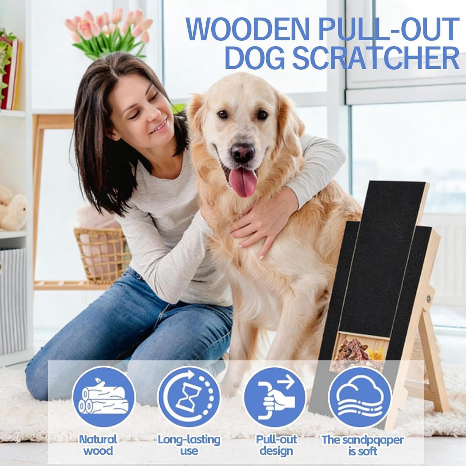 Krallenfeilbrett Für Hunde Interaktive Leckerli-Box aus Holz zur | Hundenagel-Feilbrett und Kratzbrett Für Zuhause, Wohnheim, Wohnung, Schlafzimmer Und Wohnzimmer