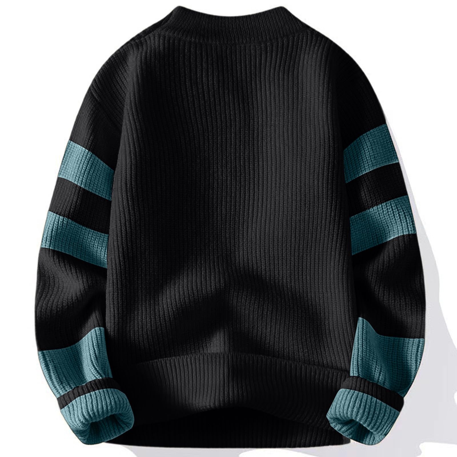 Herrenpullover Rundhals Grobstrickpullover Langarm Winterpullover Warm Strickpulli Sport Langarmshirt Farbblock