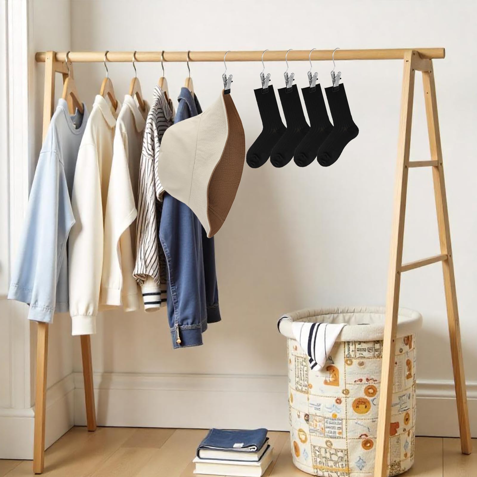 Dimeho Stiefel-Kleiderbügel-Clips, 100 Stück, aus Edelstahl, tragbar, für Socken, Handtücher, Kleiderbügel, Clips, strapazierfähig, zum Trocknen von Reisen, Kleiderschränken, Jeans, Hüten
