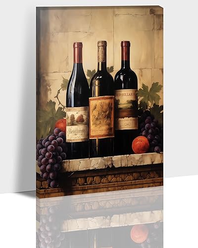 Miniatura 24 de Hzddty Lienzo decorativo para pared, diseño rústico de cocina, vino tinto y pan, cuadros de comida para decoración de pared, impresiones de pintura