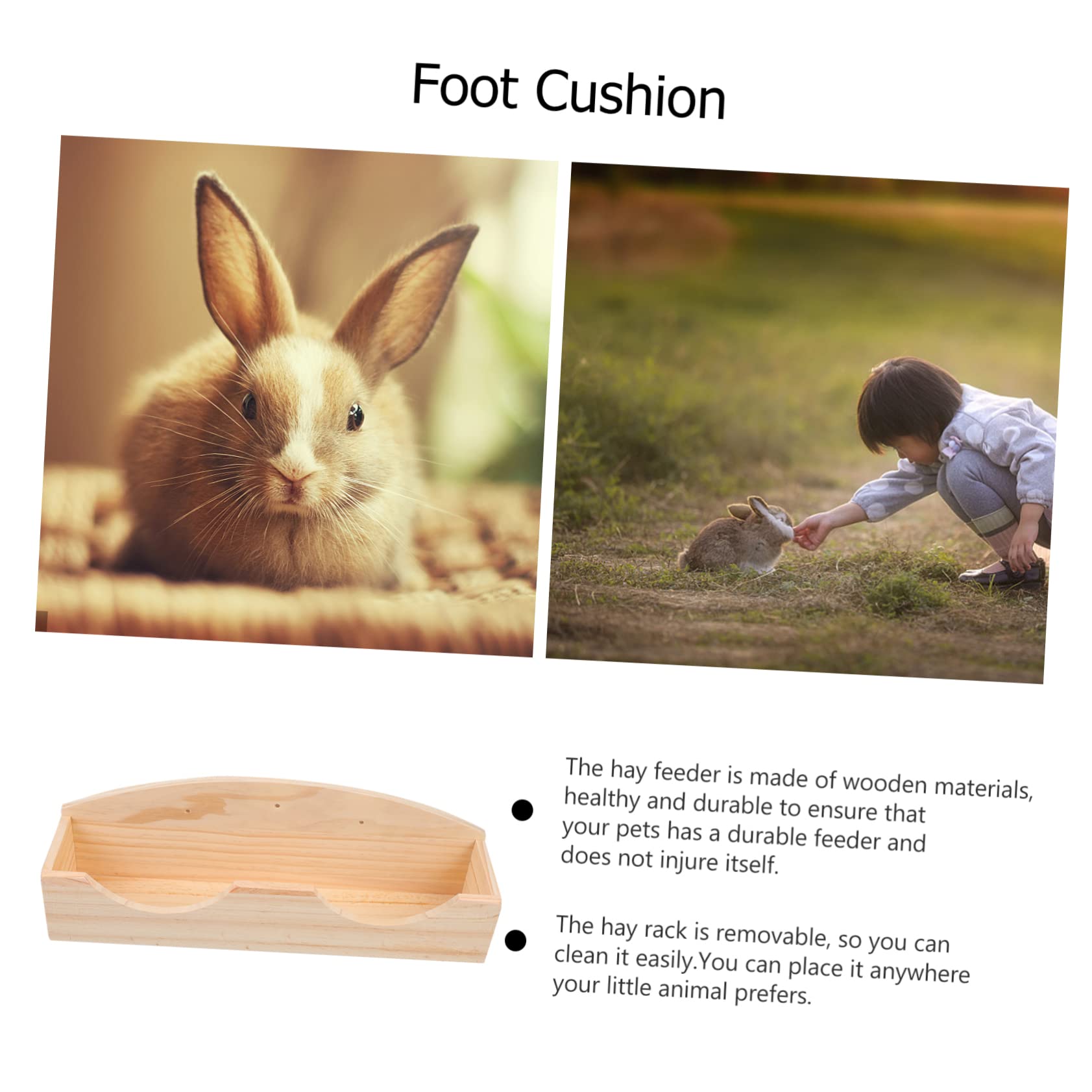 minkissy Futterständer in Khaki Holz für Kaninchen und Meerschweinchen Kaninchen Grasfutterspender mit Abfallreduzierung und Stabilem Halter für Käfige