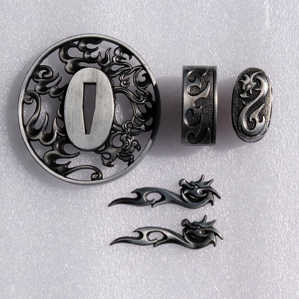 JAPANESE SAMURAI SWORD KOSHIRAE – TSUBA FUCHI KASHIRA MENUKI HJ81-HJ105 (HJ102, 3.14in-3.54in, 2.75in-3.14in,) — image 1