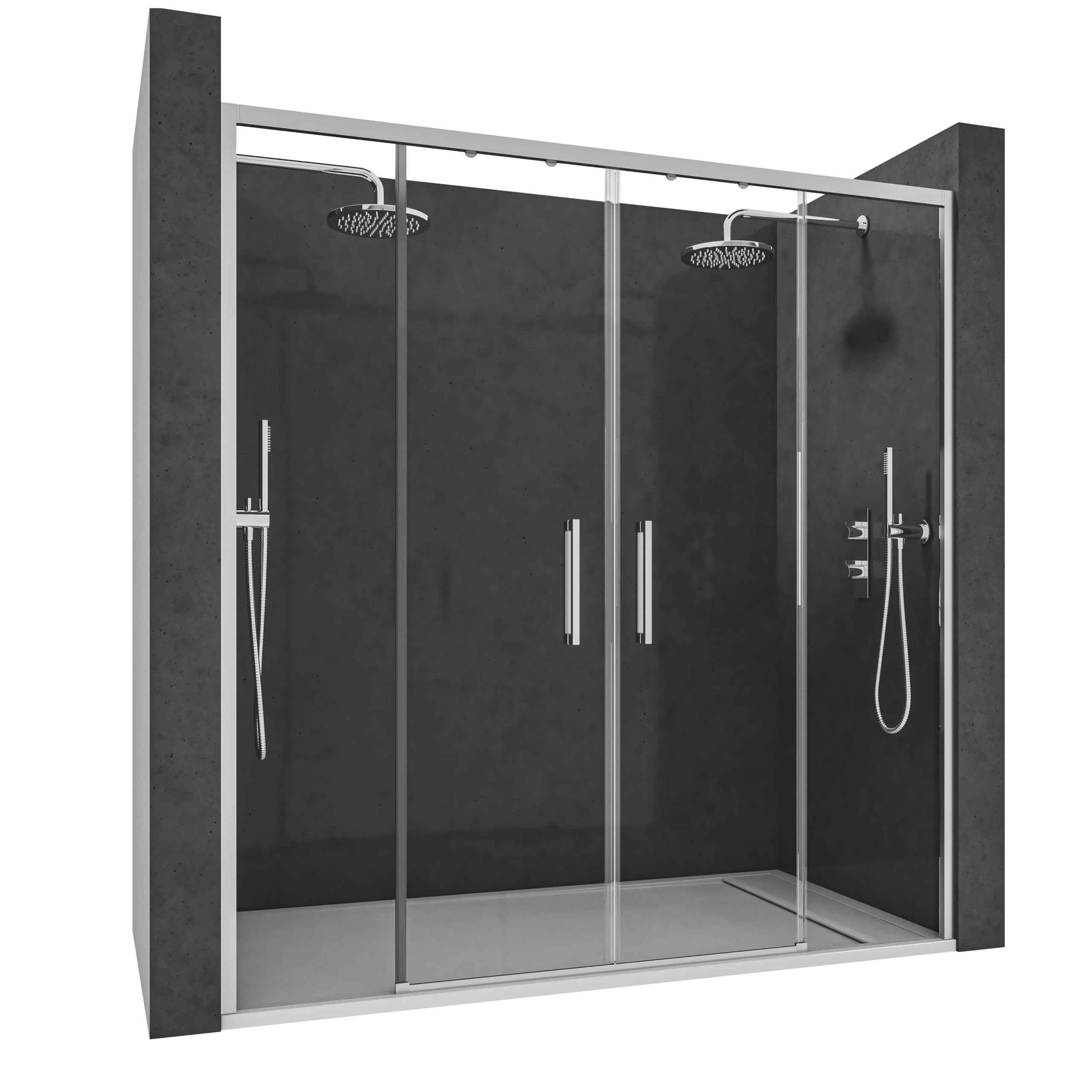 Mamparas de Ducha - 2 Fijos + 2 Puertas Correderas - Mamparas de Ducha Corredera con Cristal Templado 6 mm Antical - Perfilería Plata Brillo - 169 a 171cm Ancho Adaptable 4cm x 195cm (Alto)