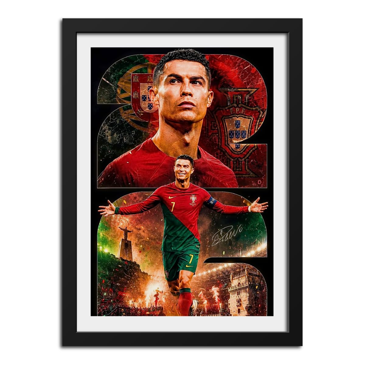 inspire TA Cristiano Ronaldo Cr7 Portugal Football World Cup 2026 Poster Framed Laminated Poster Wall Hanging Wooden Photo Frames 12 X 9 Inches-image-22
