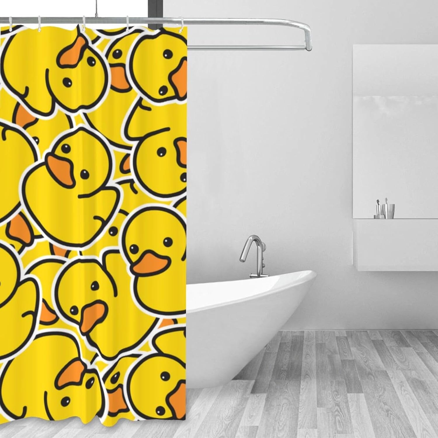 Fiokroo Cute Rubber Ducky Shower Curtain Shower Curtain 60x72in Waterproof Polyester Fabric Cartoon Yellow Ducks Bath Curtain with 12 Hooks, Shower Curtains Sets for Home Bathroom Decor