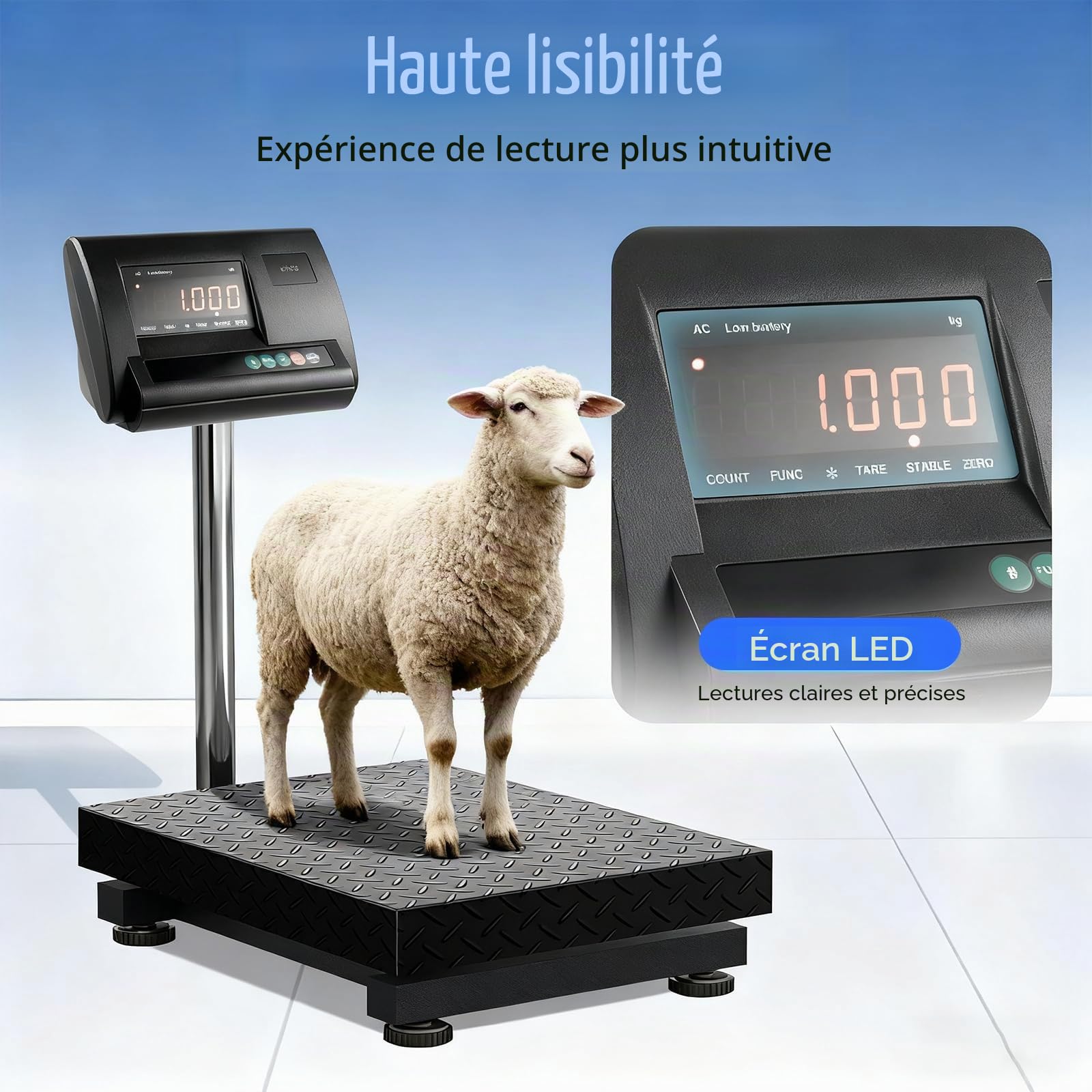 5000kg Kit de Balance pour bétail Industriel, Kit Balance Au Sol Haute Précision, cellule de charge à compression de poutre en acier, Pour Bovins, Moutons, Porcs, Chèvres, Chevaux
