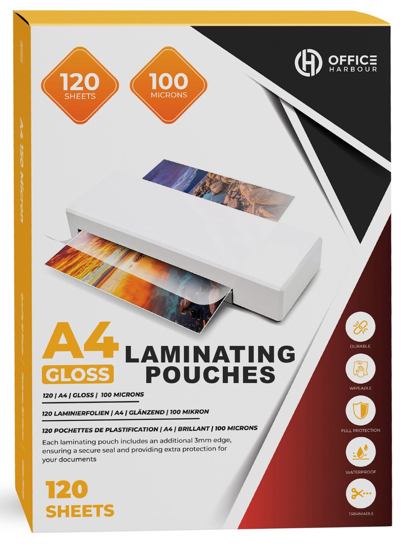 A4 Laminating Pouches - 120 Sheets, Gloss